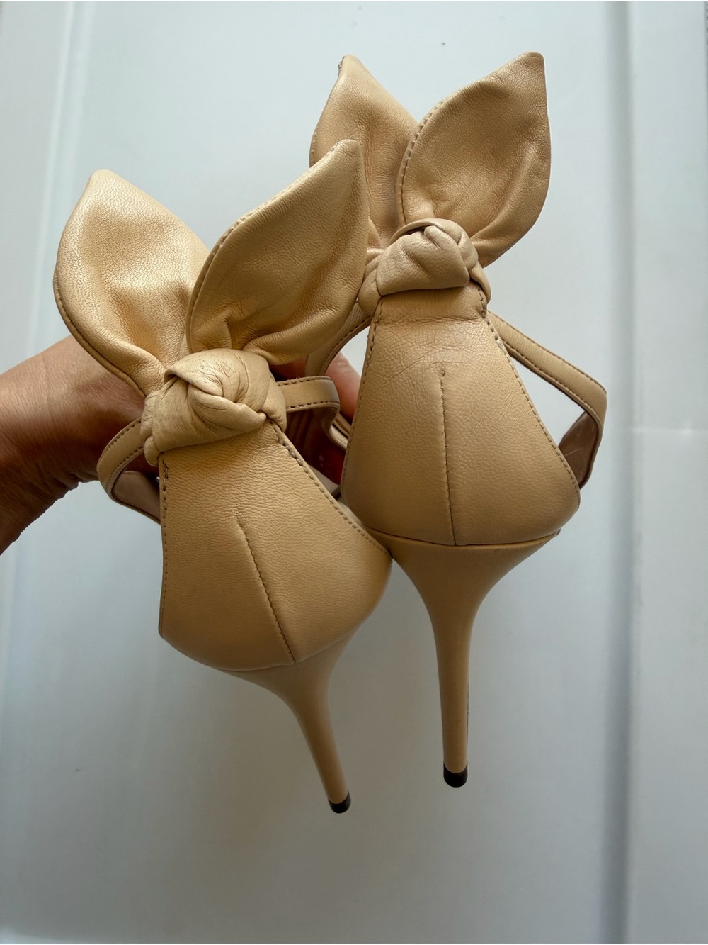 Aquazzura NWOB Women's Cream Nude Leather Slingback Pump Heel Size 41 or 10.5 - Picture 6 of 11